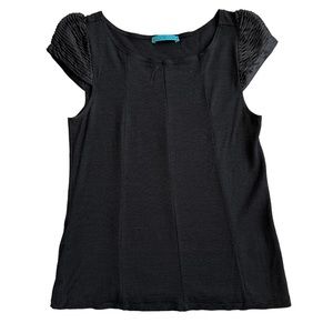 Alice + Olivia wool silk Pleated Ruffle Cap Sleeve Top